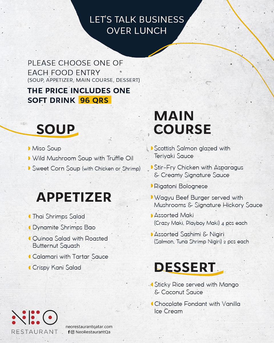 Menu Neo Restaurant- The Gate Mall Branch-2
